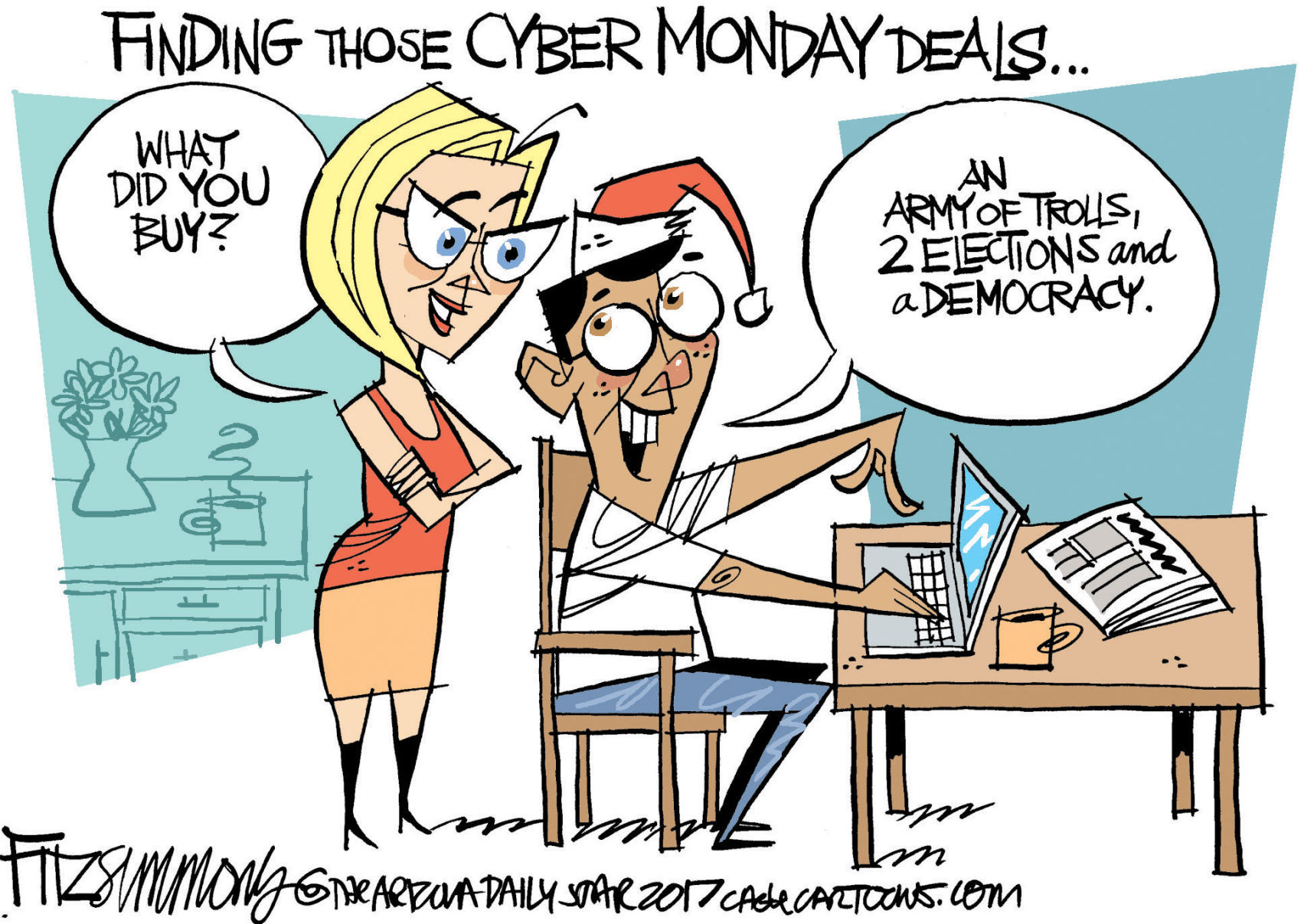 Daily Fitz Cartoon: Cyber Christmas